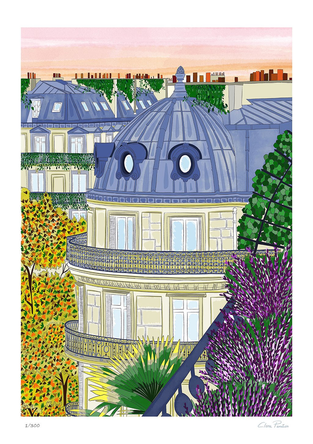 Affiche des toits de Paris et de la Tour Eiffel - Artcamia