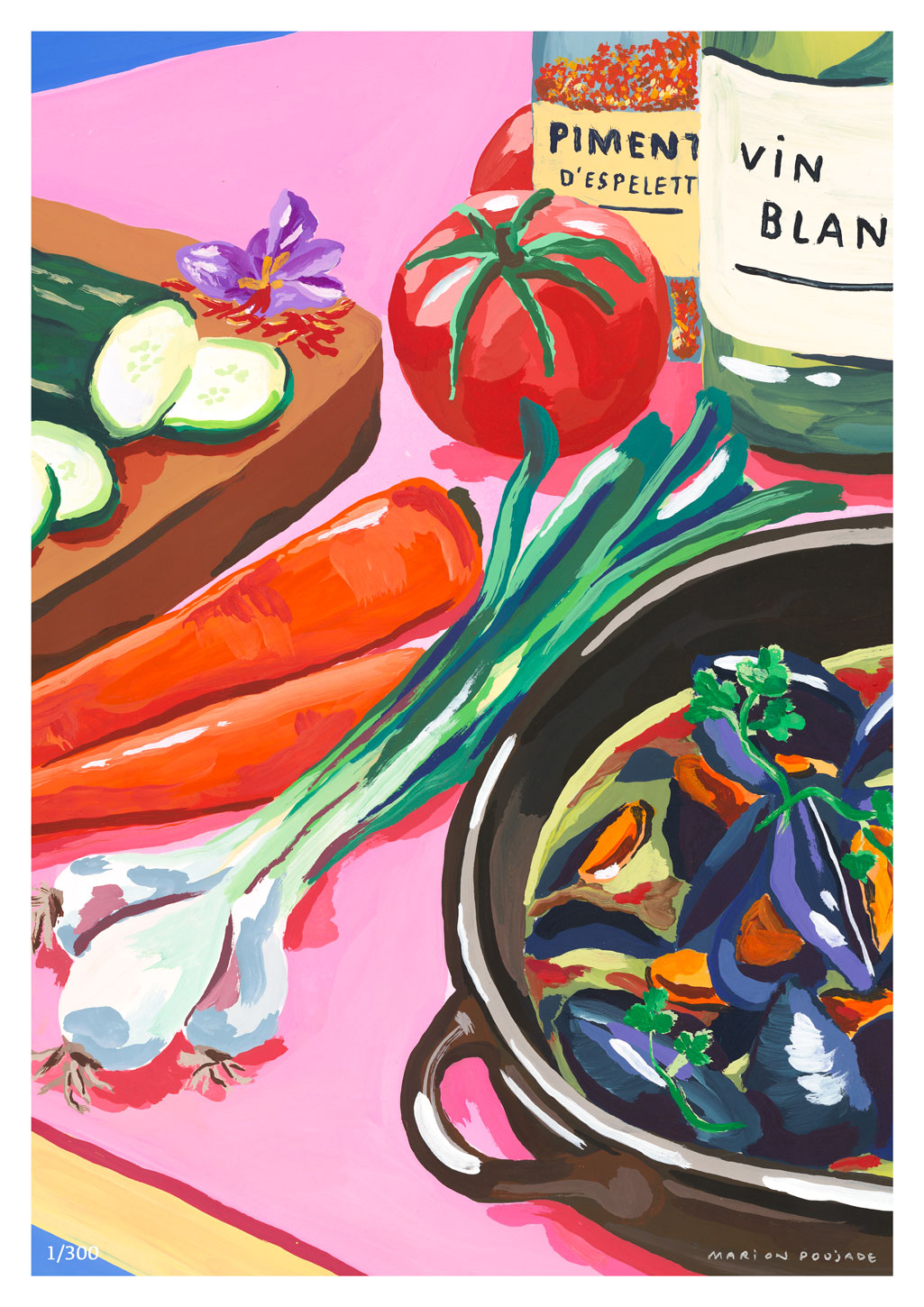 Art culinaire coloré avec légumes et fruits de mer